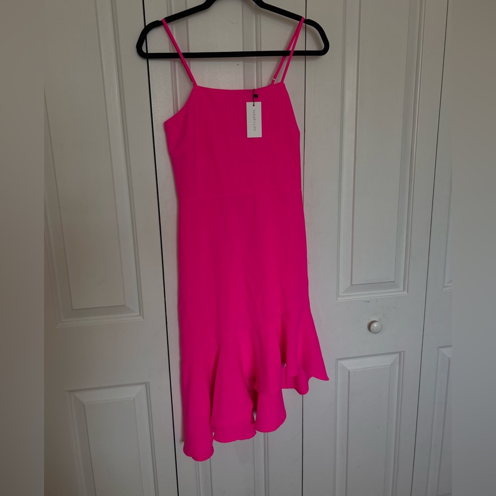 Vibrant pink midi dress
